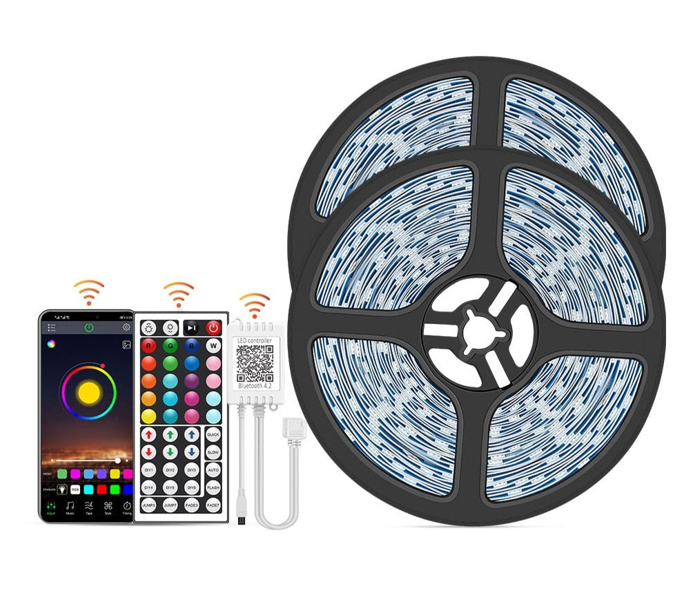 Smart RGB LED-list för stämningsfull inredning. 10m flexibel belysning för kök, sovrum, vardagsrum.