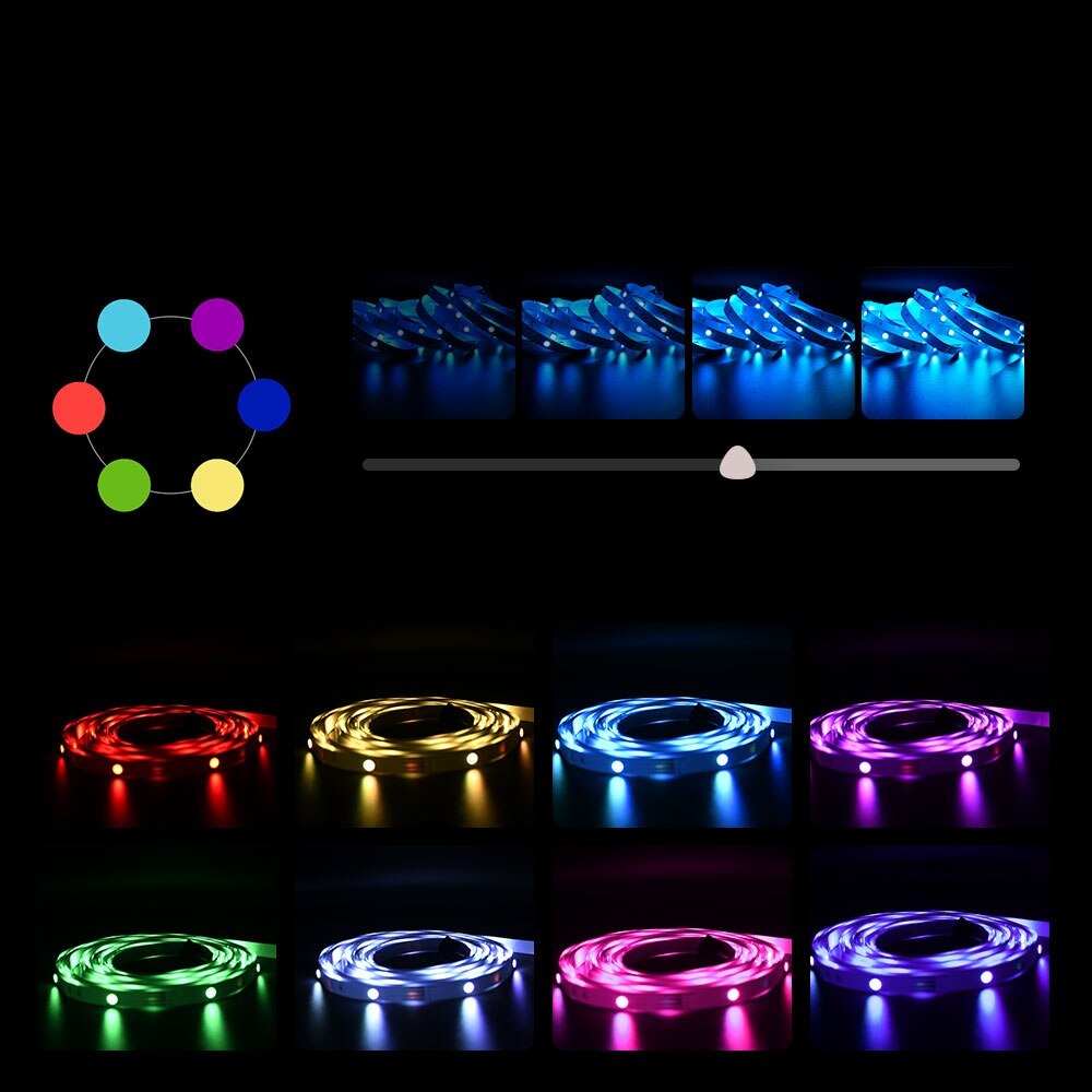 Appstyrd LED-list 10m, RGB-färger, perfekt för smart hembelysning och stämningsskapande inredning.