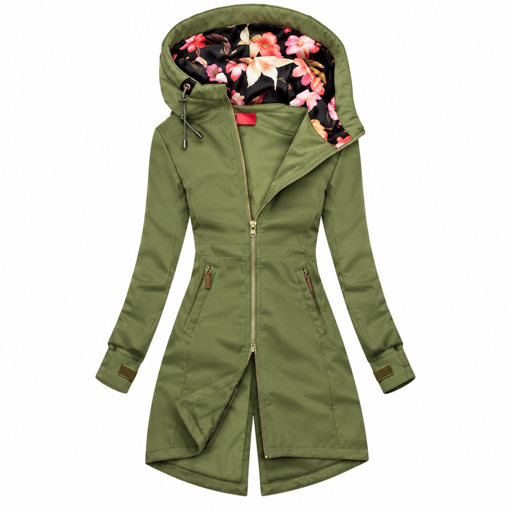 Chubasquero de mujer con capucha y estampado floral
