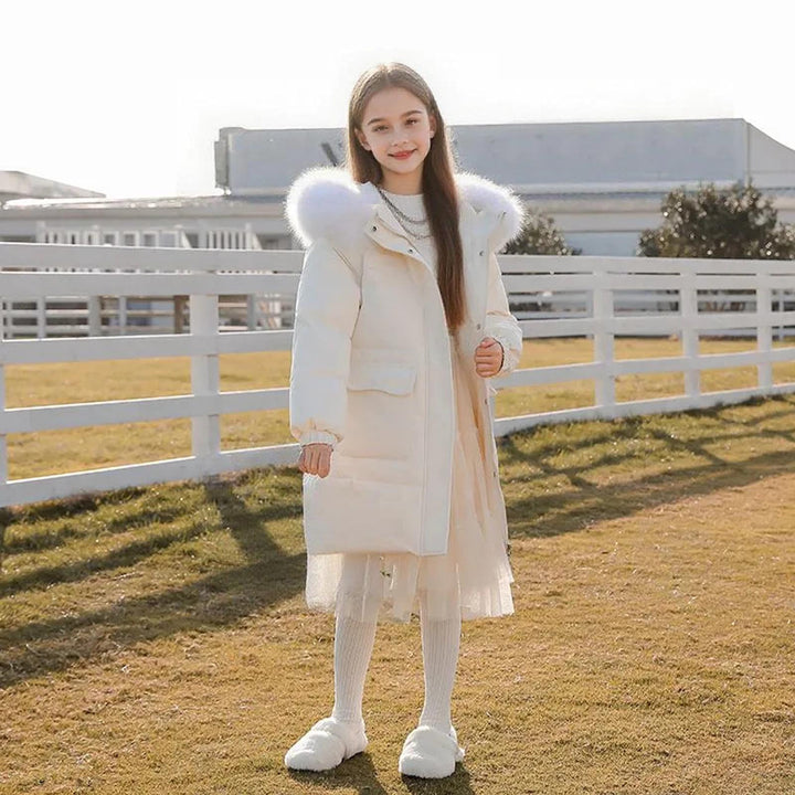 Chaqueta de invierno para niñas con capucha y cremallera