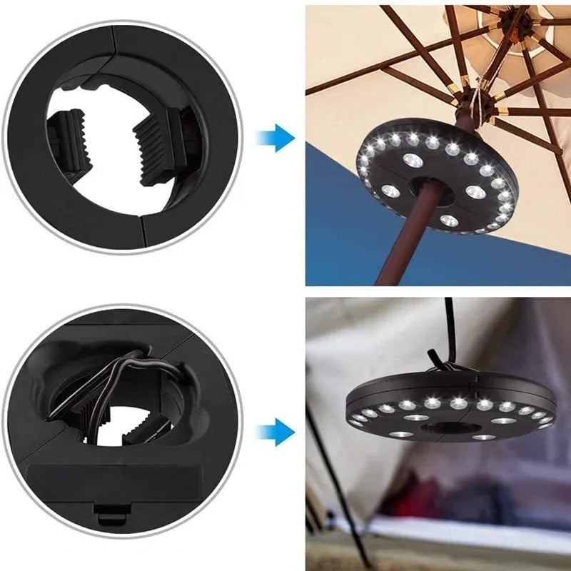 Enkel att montera 28 LED-paraplybelysning. Effektiv & energisnål utomhusbelysning för uteplatsen.