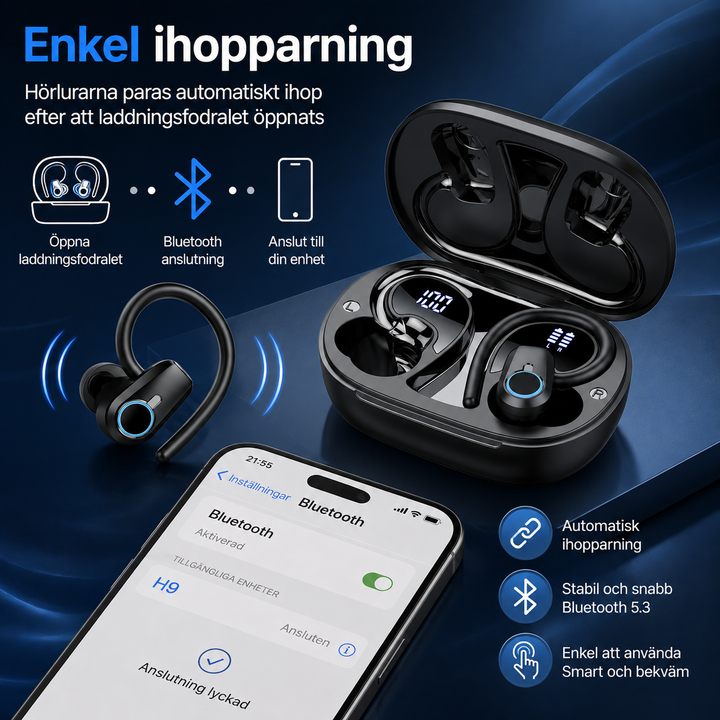 Wireless Sports Earbuds with Active Noise Cancellation and Long Battery Life