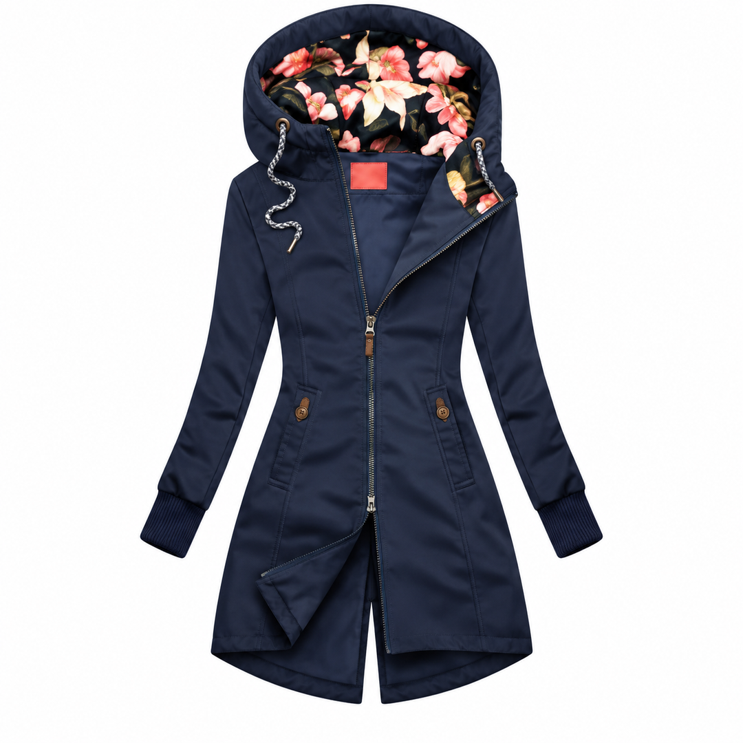 Chubasquero de mujer con capucha y estampado floral