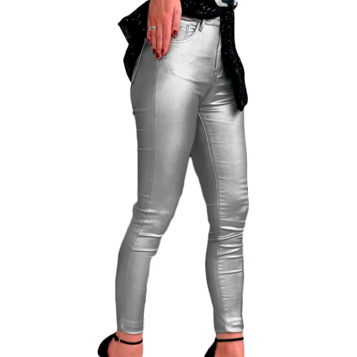Kvinnors Konstläder Leggings Slim Fit