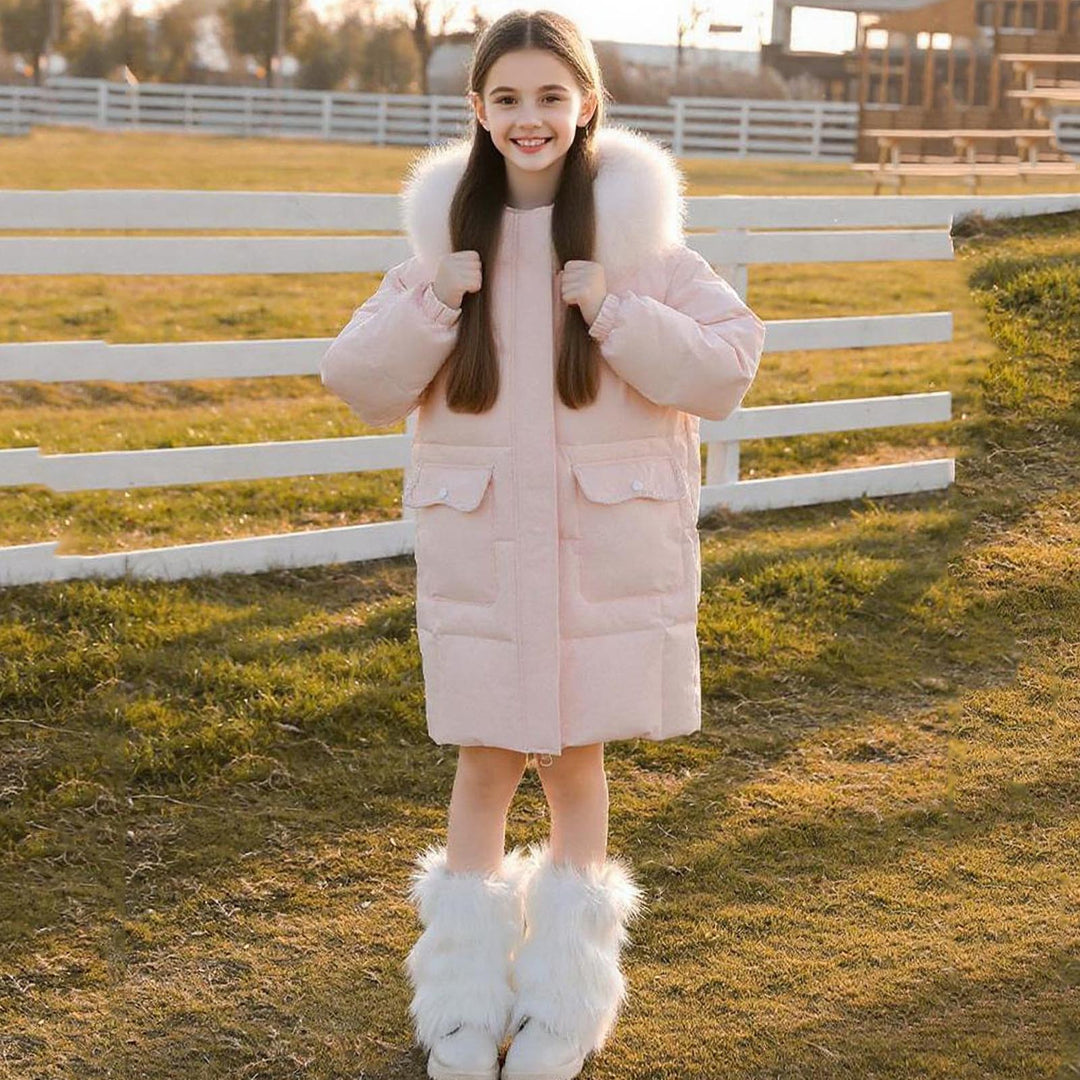 Chaqueta de invierno para niñas con capucha y cremallera