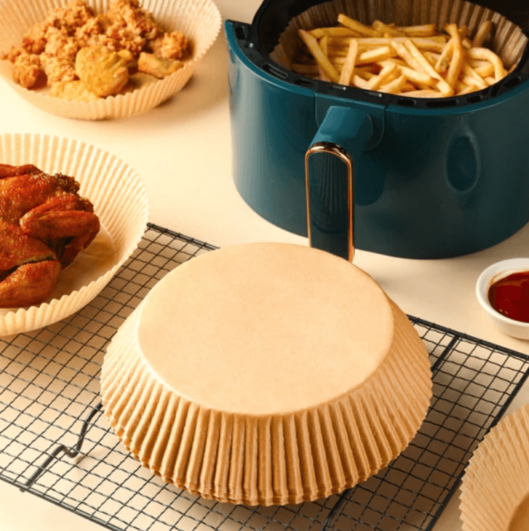 Runt airfryer bakplåtspapper, non-stick, livsmedelsklassat material