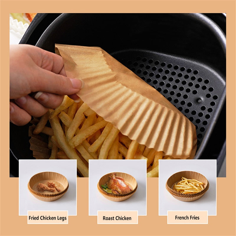 Non-stick bakplåtspapper för airfryer, skyddar korgen