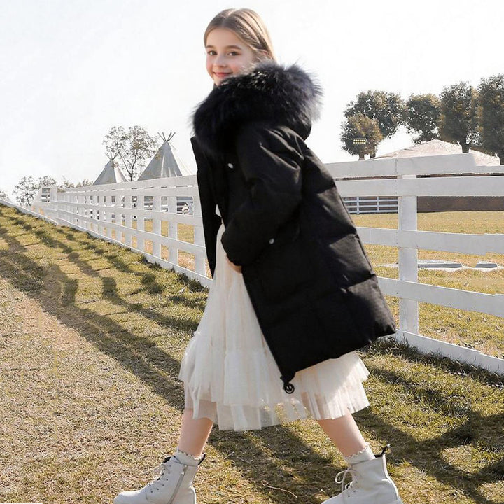 Chaqueta de invierno para niñas con capucha y cremallera