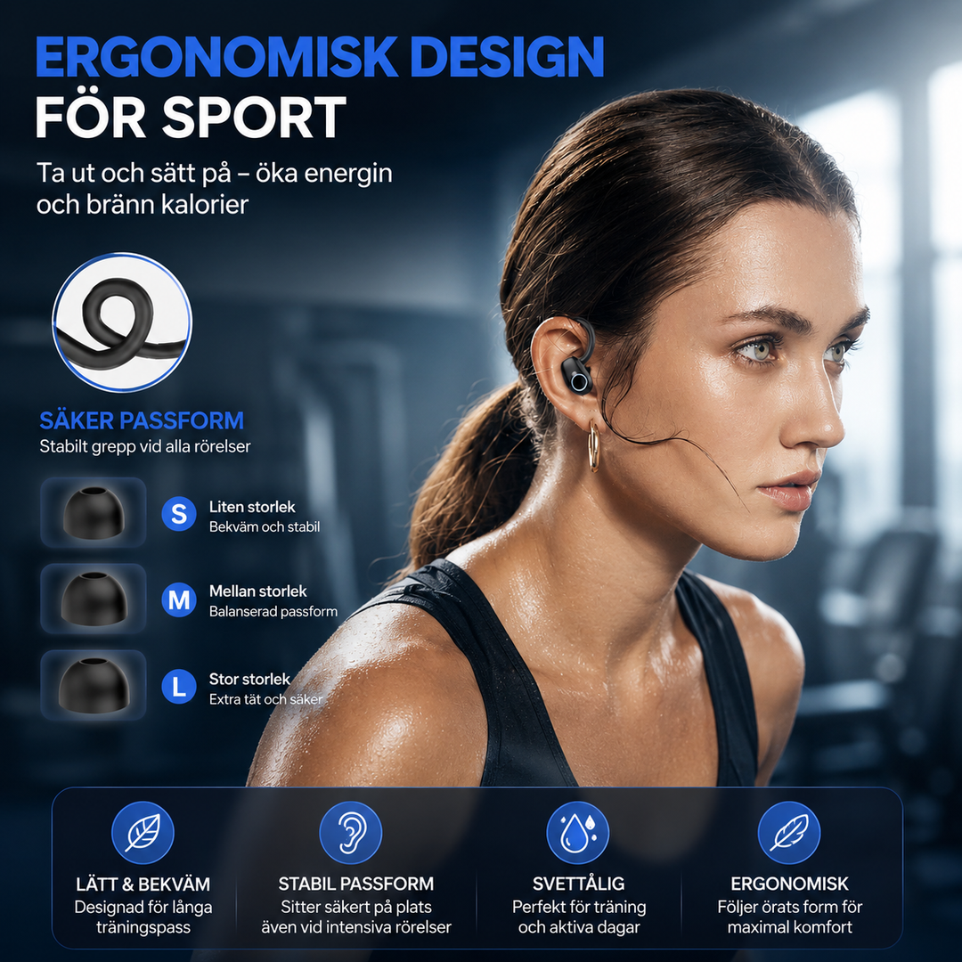 Wireless Sports Earbuds with Active Noise Cancellation and Long Battery Life