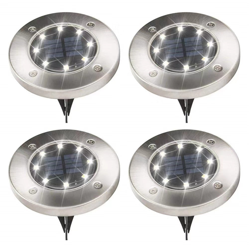 8 LED solcellslampor för trädgård, elegant utomhusbelysning, energisnål markbelysning för gångväg och uteplats.