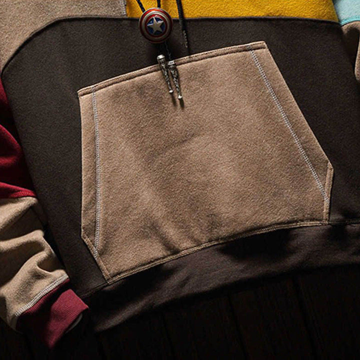 Mäns Casual Hoodie med Färgblock – Stilren Komfort för Varje Dag
