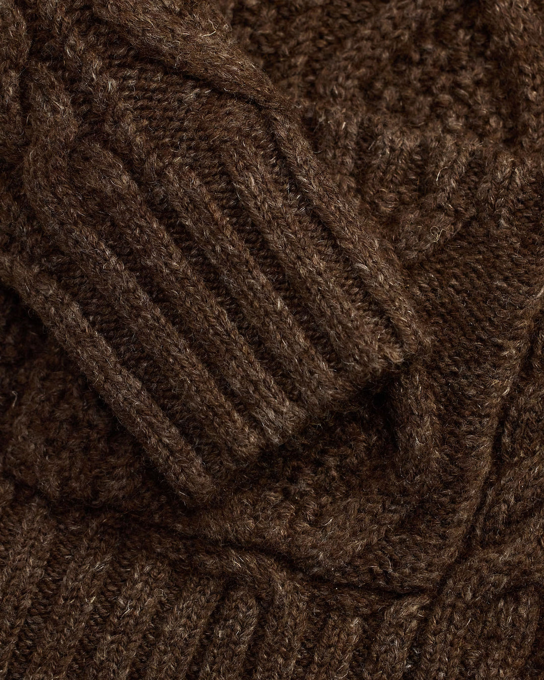 Herrens Kabelstickad Cardigan med Sjalkrage – Brun