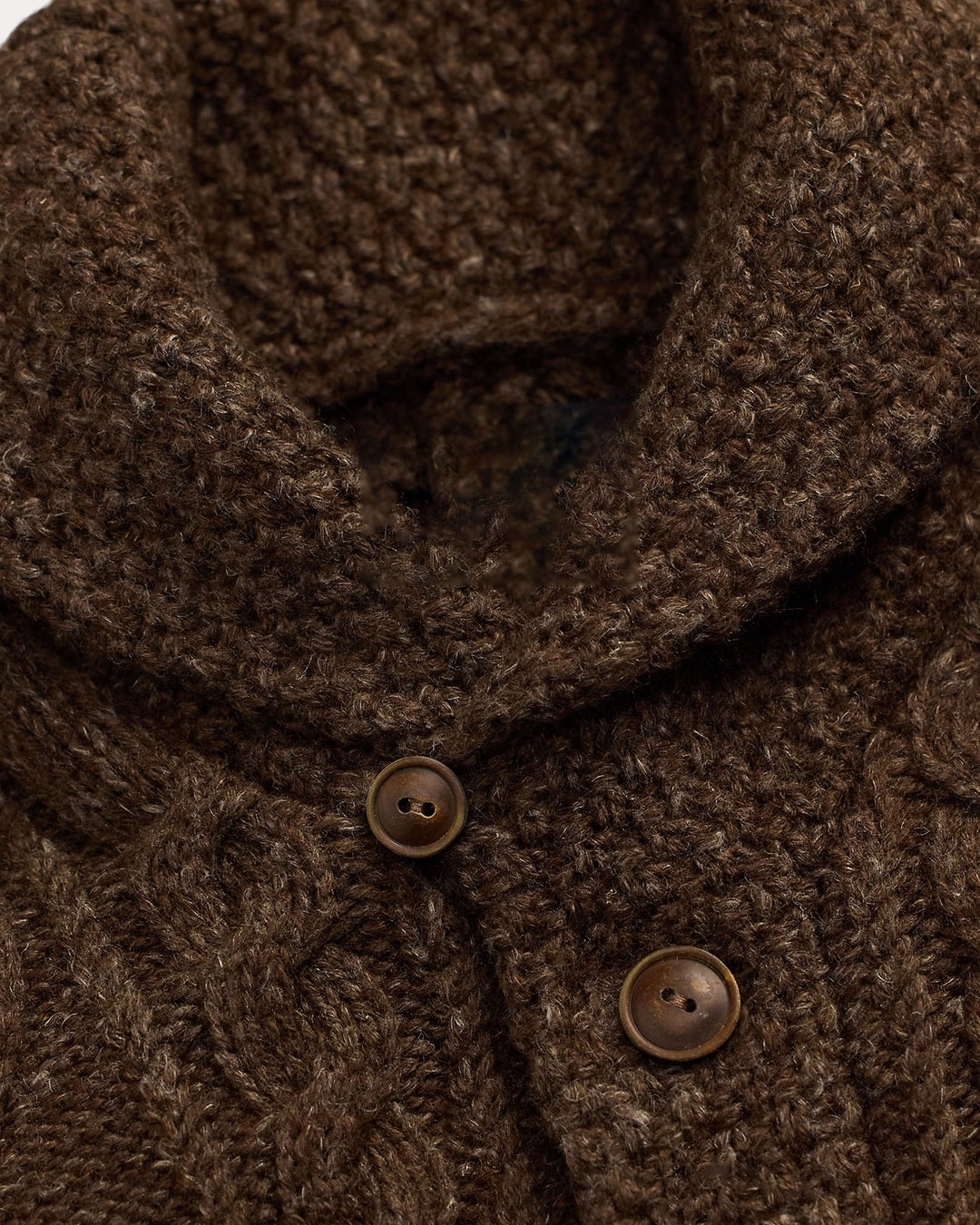 Herrens Kabelstickad Cardigan med Sjalkrage – Brun