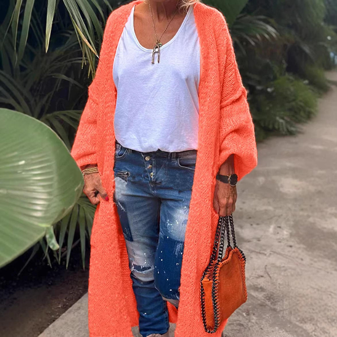 Damer Oversized Midi Cardigan Med Tryck