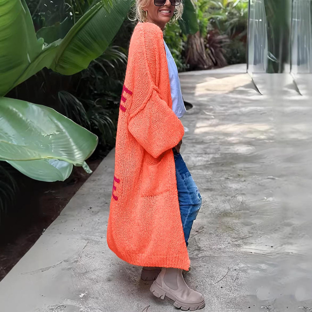 Damer Oversized Midi Cardigan Med Tryck