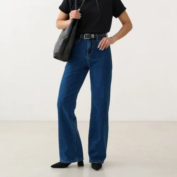 Dam Raka Jeans med Hög Midja i Ljus Denim