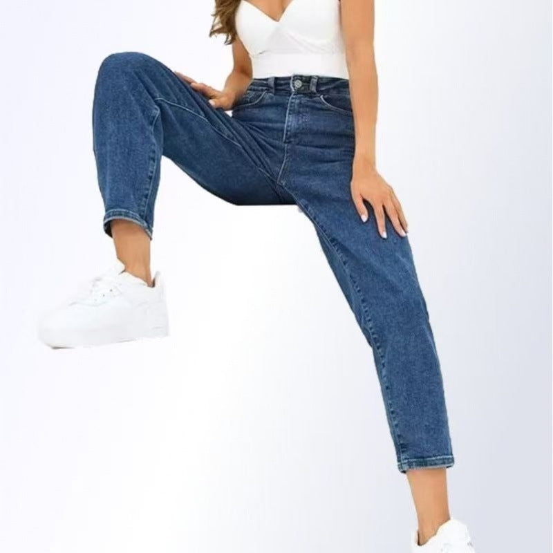 Dam Raka Jeans med Hög Midja i Ljus Denim