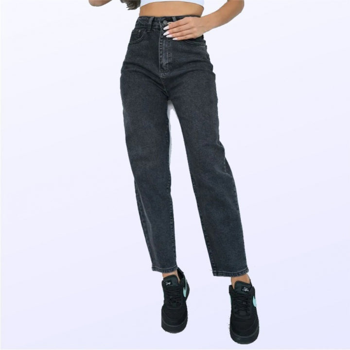 Dam Raka Jeans med Hög Midja i Ljus Denim