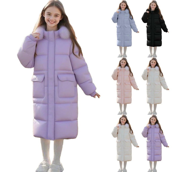 Chaqueta de invierno para niñas con capucha y cremallera
