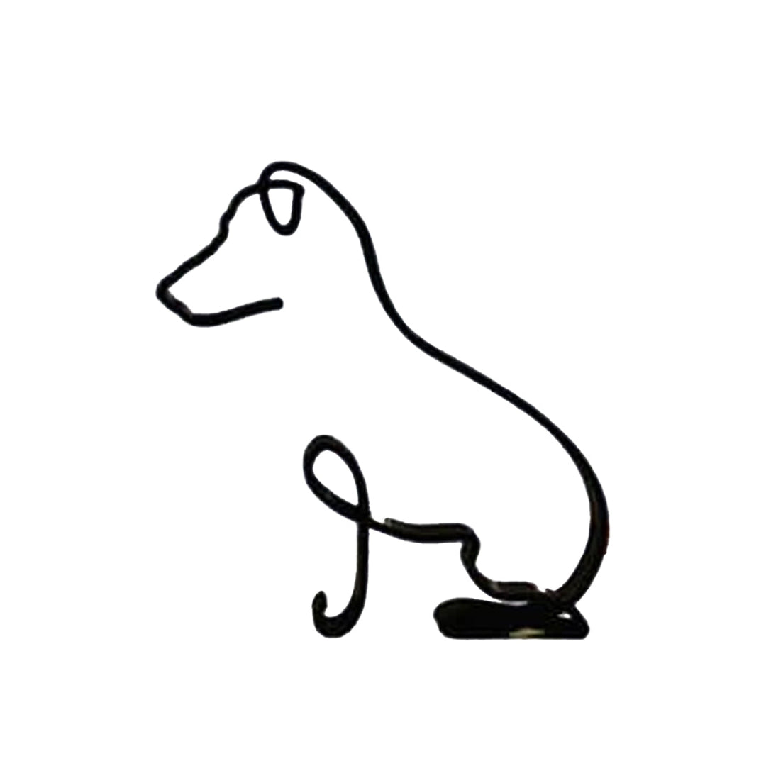 Abstrakt metallskulptur föreställande en hund, perfekt för modern heminredning