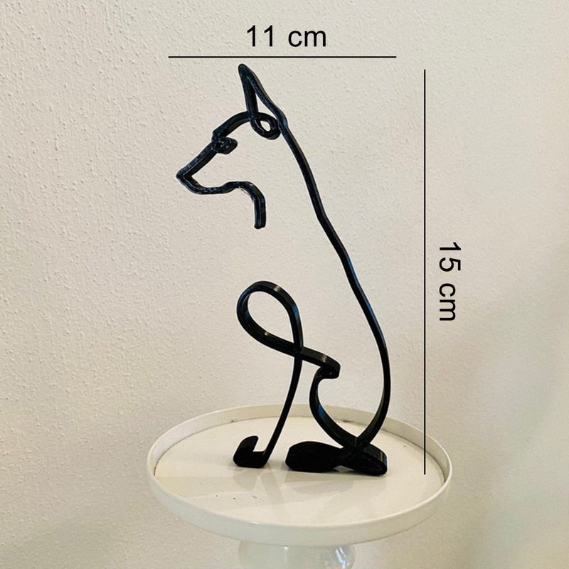 Unik hundskulptur i metall, abstrakt design som förhöjer hemkänslan