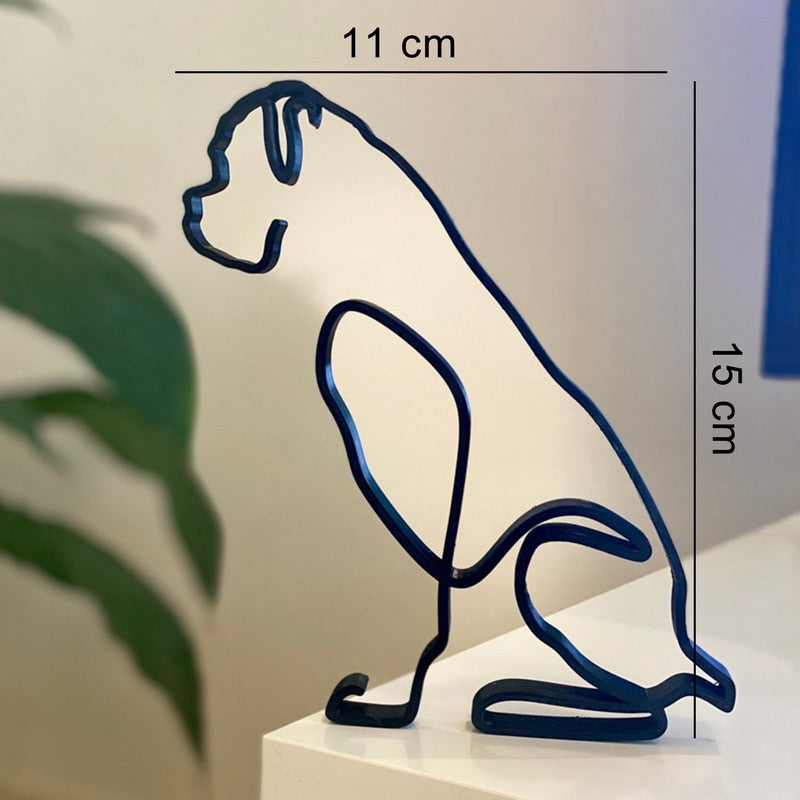 Presentidé: Abstrakt hundskulptur i metall, perfekt för djur- och konstälskare