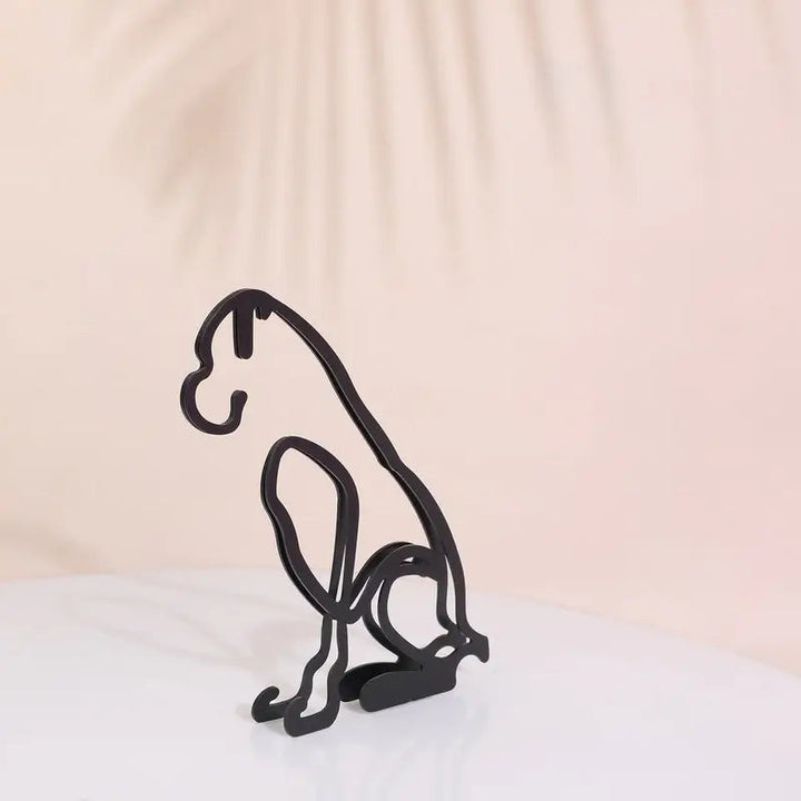Chic hundskulptur i metall, abstrakt design som passar varje hem