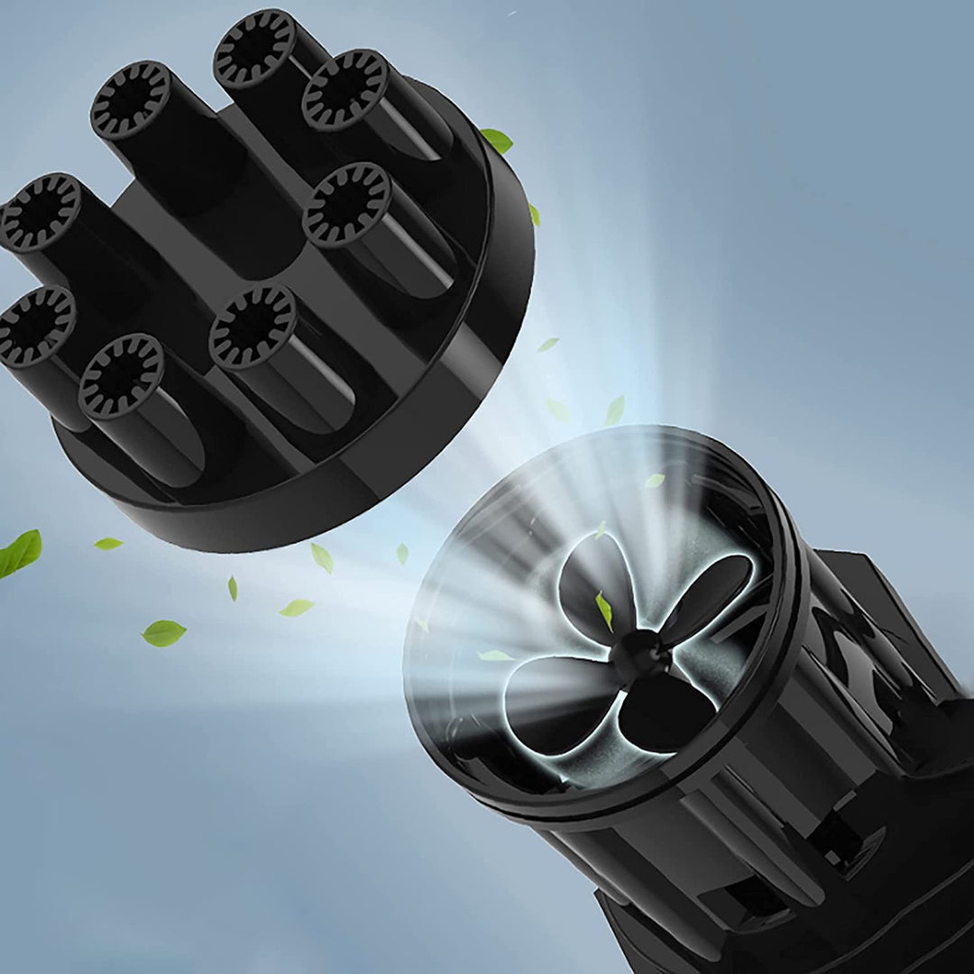 Gatling bubbelpistol i färgglad design, med en flaska bubbelvätska, perfekt barnleksak