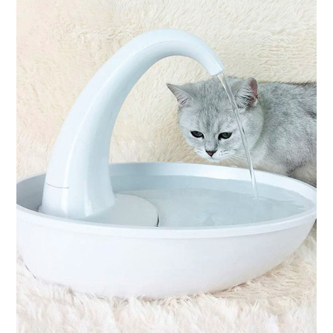 Automatisk kattvattenfontän för alltid fräscht, syresatt dricksvatten till din katt.