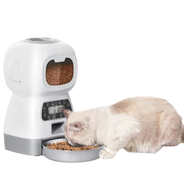 Foderdispenser med programmerbar timer för husdjur. Håll din hund eller katt mätt och nöjd, även när du är borta.