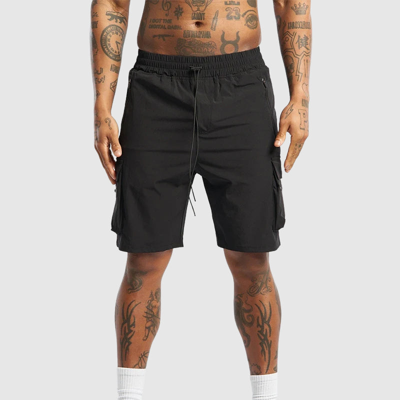 Herrshorts med praktiska lastfickor och avslappnad passform, utmärkta sommarshorts med dragsko.