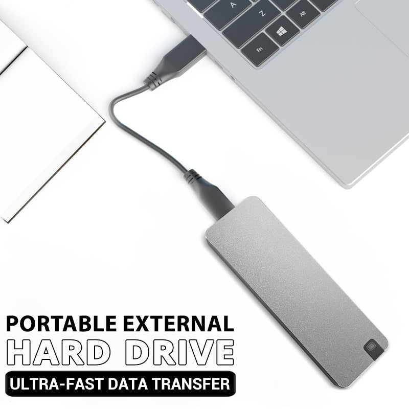 bärbar SSD USB 3.2 svart med logotyp, snabb extern lagring för backup och data