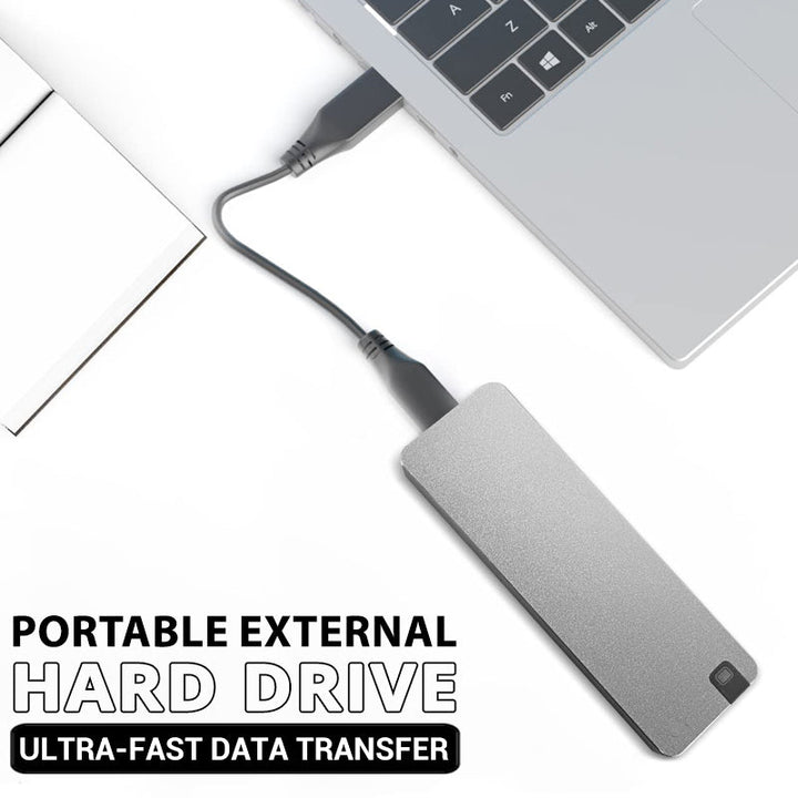 bärbar SSD USB 3.2 svart med logotyp, snabb extern lagring för backup och data