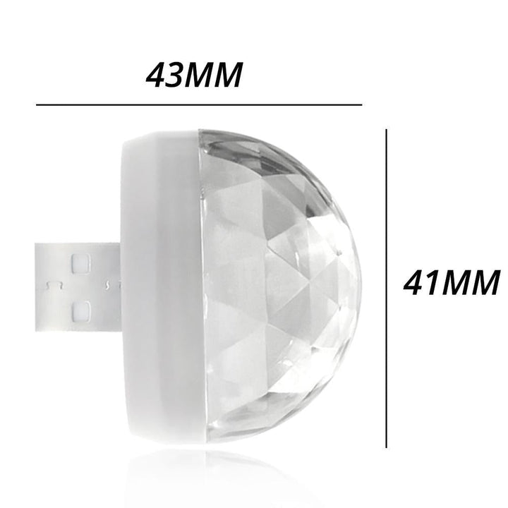 Bärbar USB-diskolampa med musikaktiverade RGB-ljus. Perfekt festlampa och stämningshöjare för varje party.