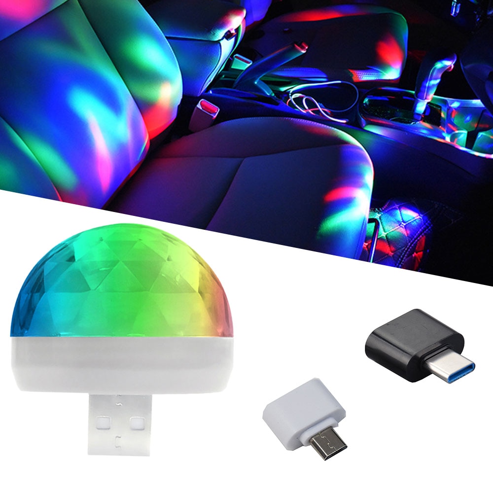 Musikaktiverad USB-festlampa som synkroniserar färgstarka ljuseffekter med musiken, för en dynamisk partyupplevelse.