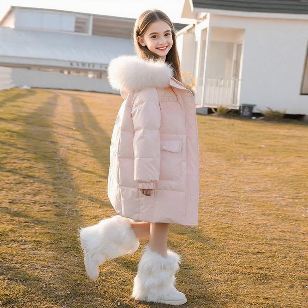 Chaqueta de invierno para niñas con capucha y cremallera