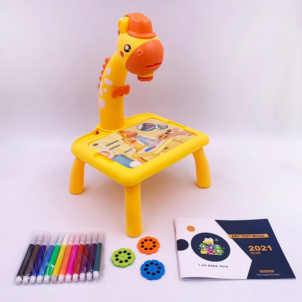 Kreativ ritprojektor med belysning, komplett med ritbord och tillbehör för unga konstnärer, barnleksaker.