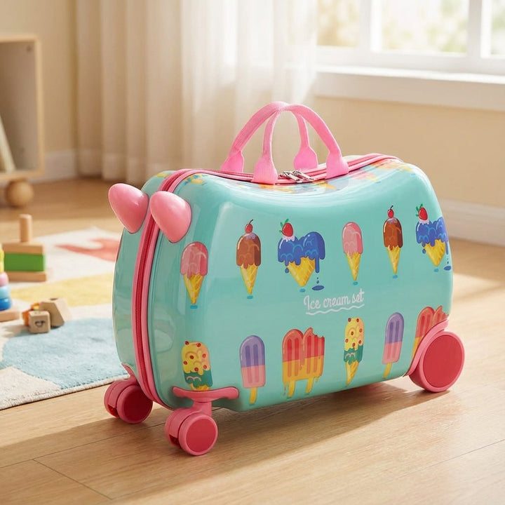 Barnresväska RidePop med åkfunktion för barn. Användbar som handbagage på familjeresan.