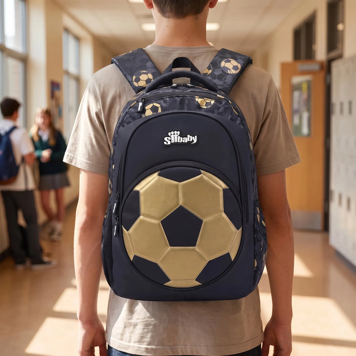 Barnryggsäck med cool fotbollsdesign för skola och fritid, perfekt för sportiga barn.