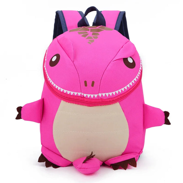 Barnryggsäck med levande 3D-dinosaurie. En spännande skolväska för barn med djurmotiv.