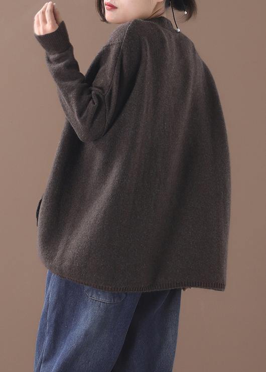 Grå asymmetrisk långärmad topp i vintage stil för kvinnor, comfy och casual