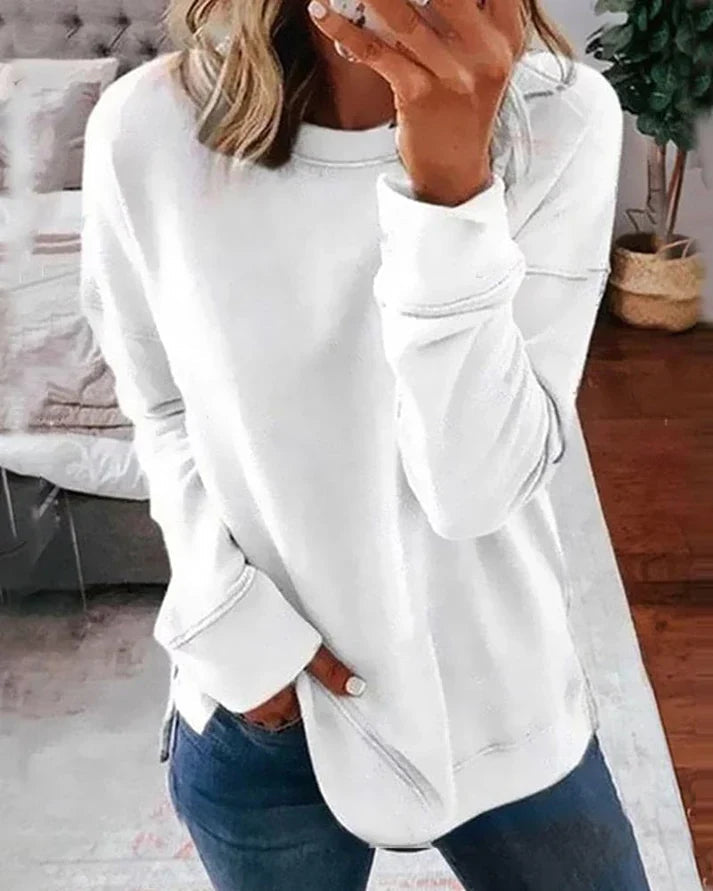 Mjuk dam sweatshirt med löst snitt för ultimat komfort. Mångsidig fritidsstil för kvinnor.