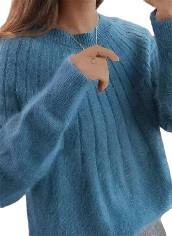Bekväm stickad kvinnors pullover med rundhals, perfekt för både casual och formell stil under höst och vinter.