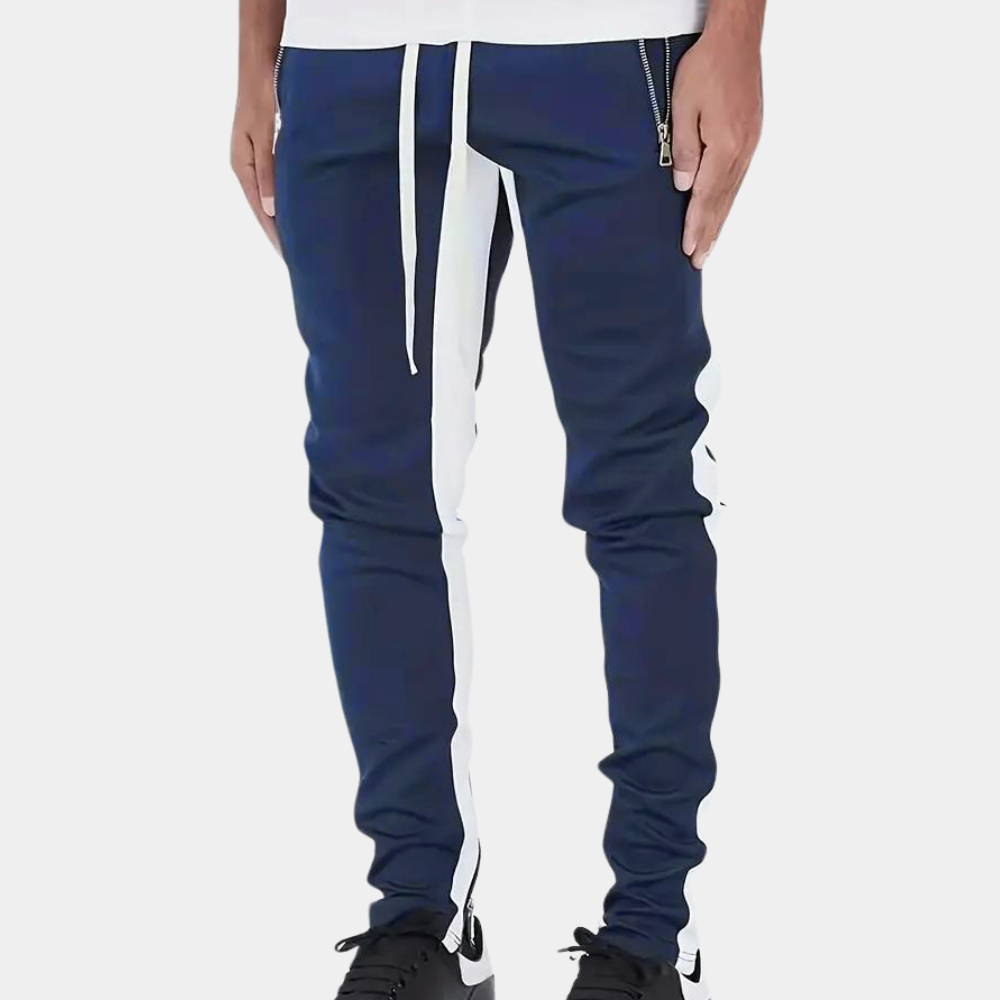 Herrars trendiga joggingbyxor med elastisk midja och sidofickor för modern passform och komfort.