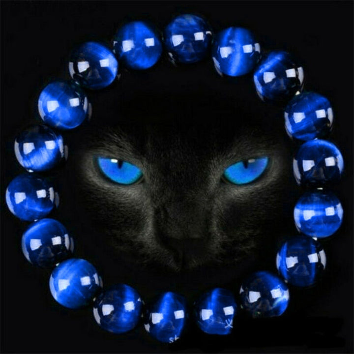 Elegant unisex armband av blått tigeröga. Skyddande & lugnande healingsten för stresslindring.