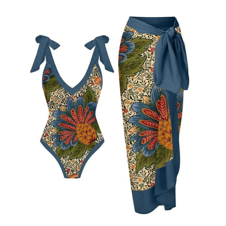 Blommig push-up bikini för kvinnor med volanger, perfekt för sommarstrand och pool. Tvådelad badmode.