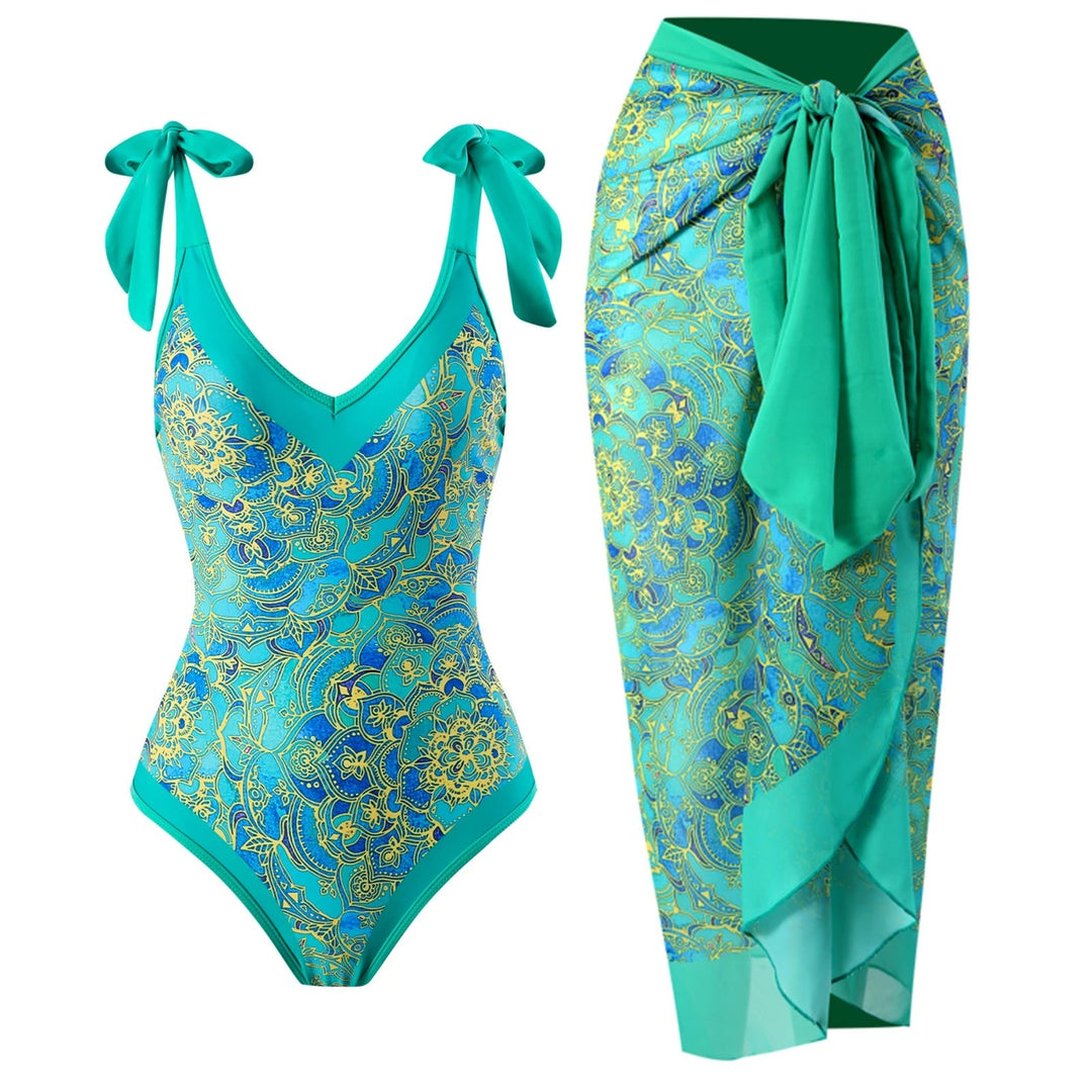 Kvinnors blommig bikini med push-up och dekorativa volanger, en elegant tvådelad baddräkt för sommaren.