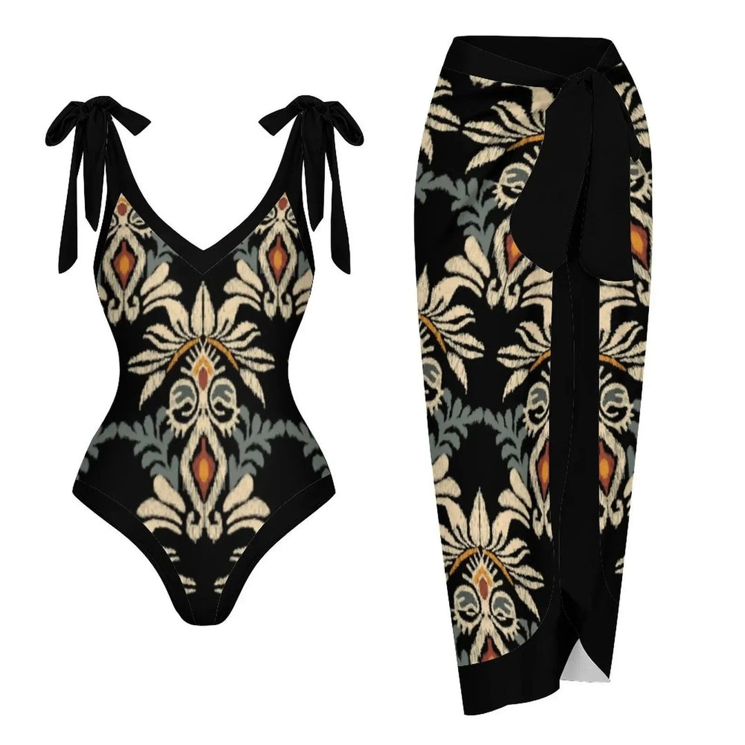 Trendig blommig push-up bikini för kvinnor, idealisk som strandkläder eller poolkläder. Med volanger.