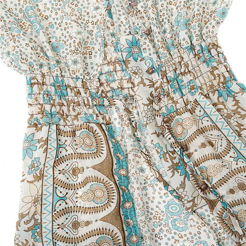 Dam maxiklänning i polyester chiffong, elegant bohemisk design, idealisk sommarklänning.