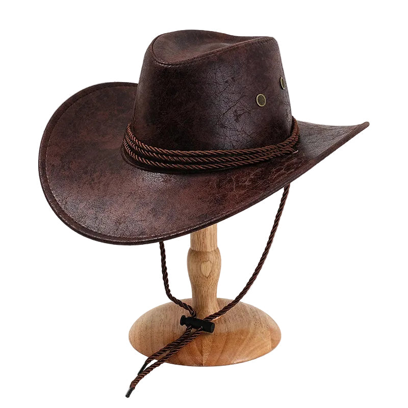 Brun cowboyhatt, klassisk westernstil för män med brett brätte. Perfekt accessoar för temafest & äventyr.